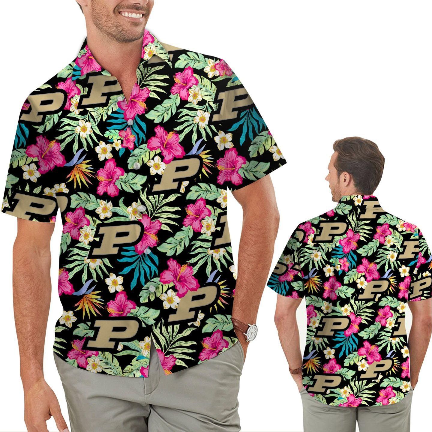 Purdue Boilermakers Hibiscus Tropical Hawaiian Shirts