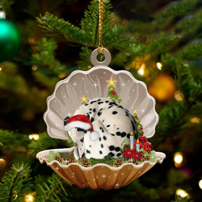 Dalmatian3-Sleeping Pearl In Christmas Two Sided Ornament