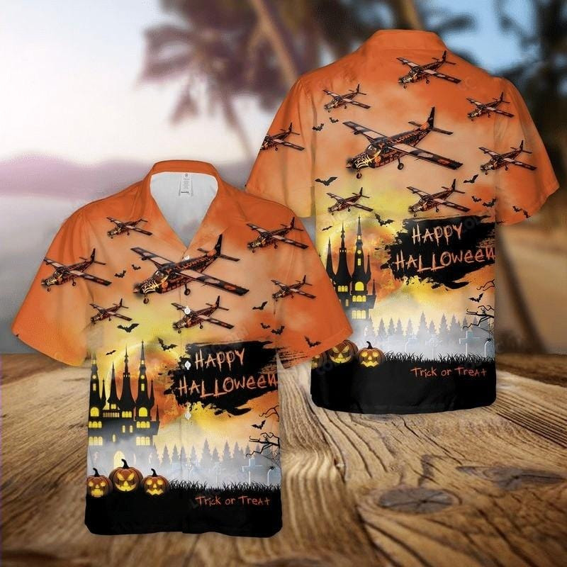 Hawaii Aloha Shirts Aircraft Halloween Trick Or Treat Ha100534