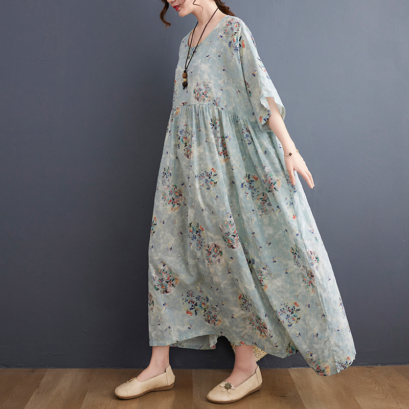 Oversized Summer Cotton Floral Beach Dress For Women Loose Casual Dresses Ladies New Vogue Femme Vestido Verano Mujer Dress 2022 alx