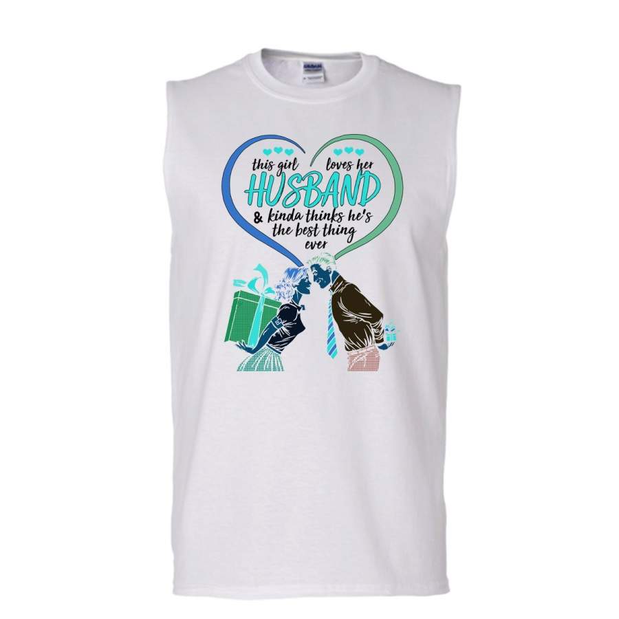 This Girl Loves Her Husband T Shirt, Coolest Couple T Shirt, Awesome t-shirts (Men’s Cotton Sleeveless)