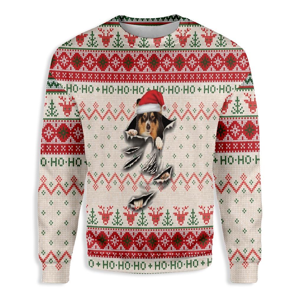 Shetland Sheepdog Scratch Ugly Christmas Sweater | For Men & Women | Adult | Us5478