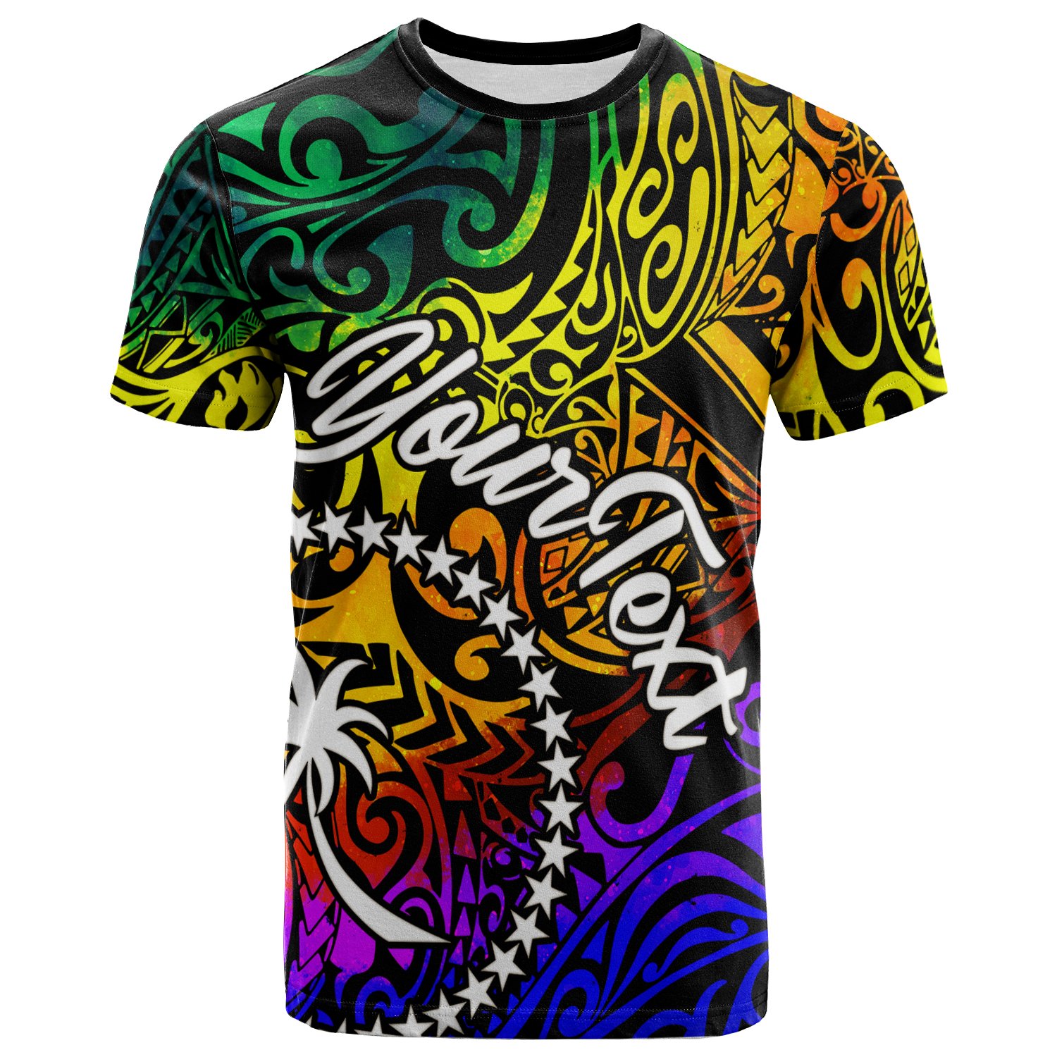 Chuuk Custom Personalised T-Shirt – Rainbow Polynesian Pattern – BN11