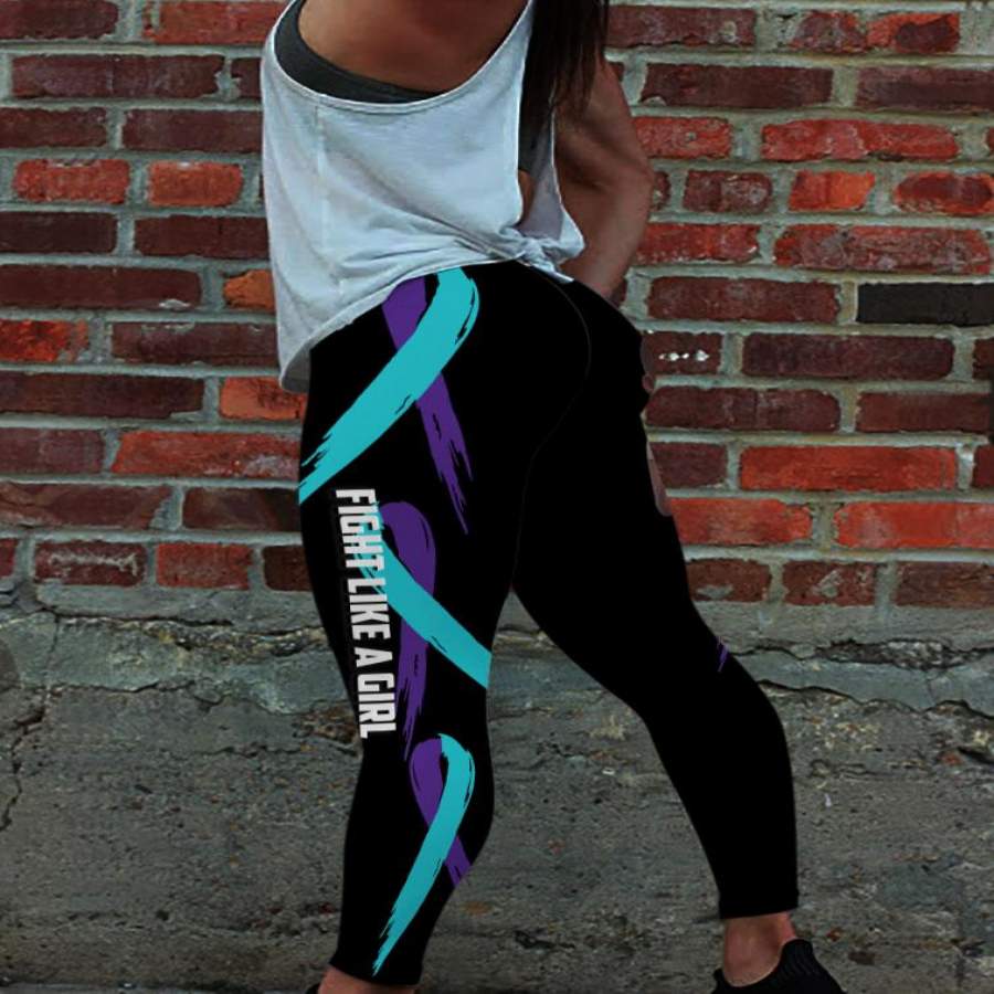 Teal and Purple Melanin Warrior Suicide Awareness Premium Leggings