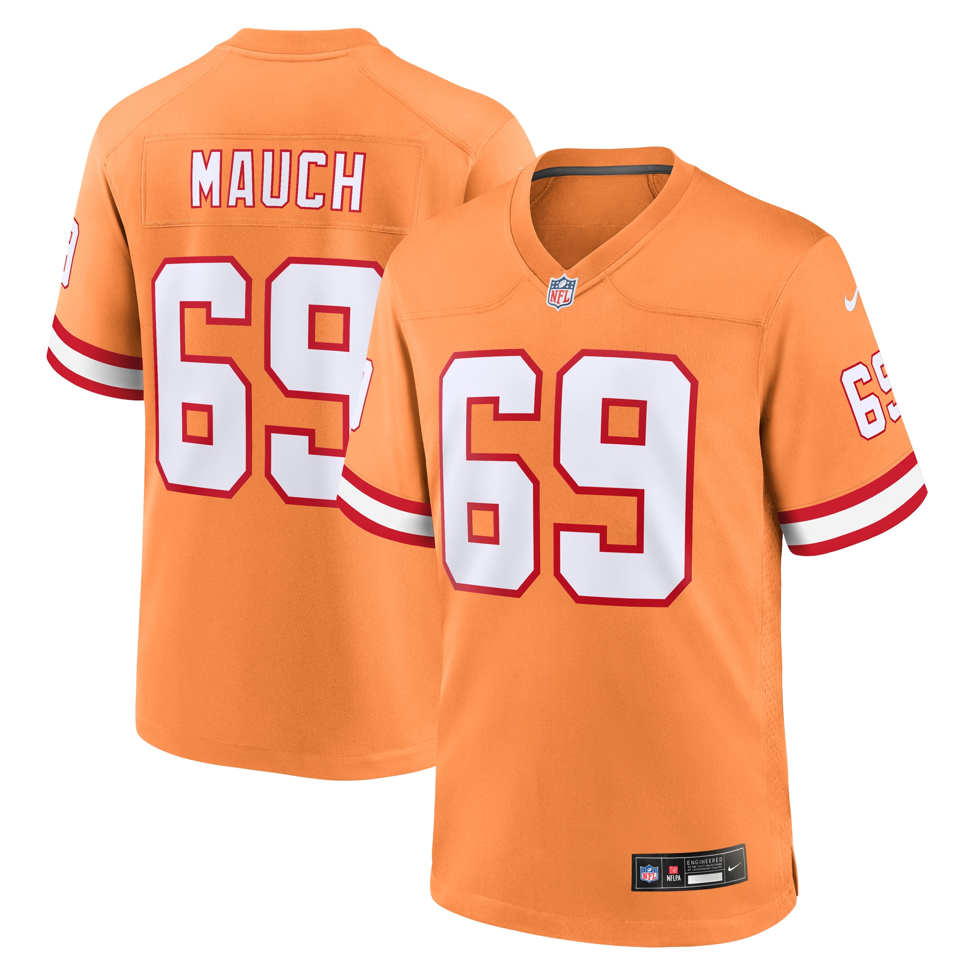 Cody Mauch Tampa Bay Buccaneers Throwback Game Jersey – Orange