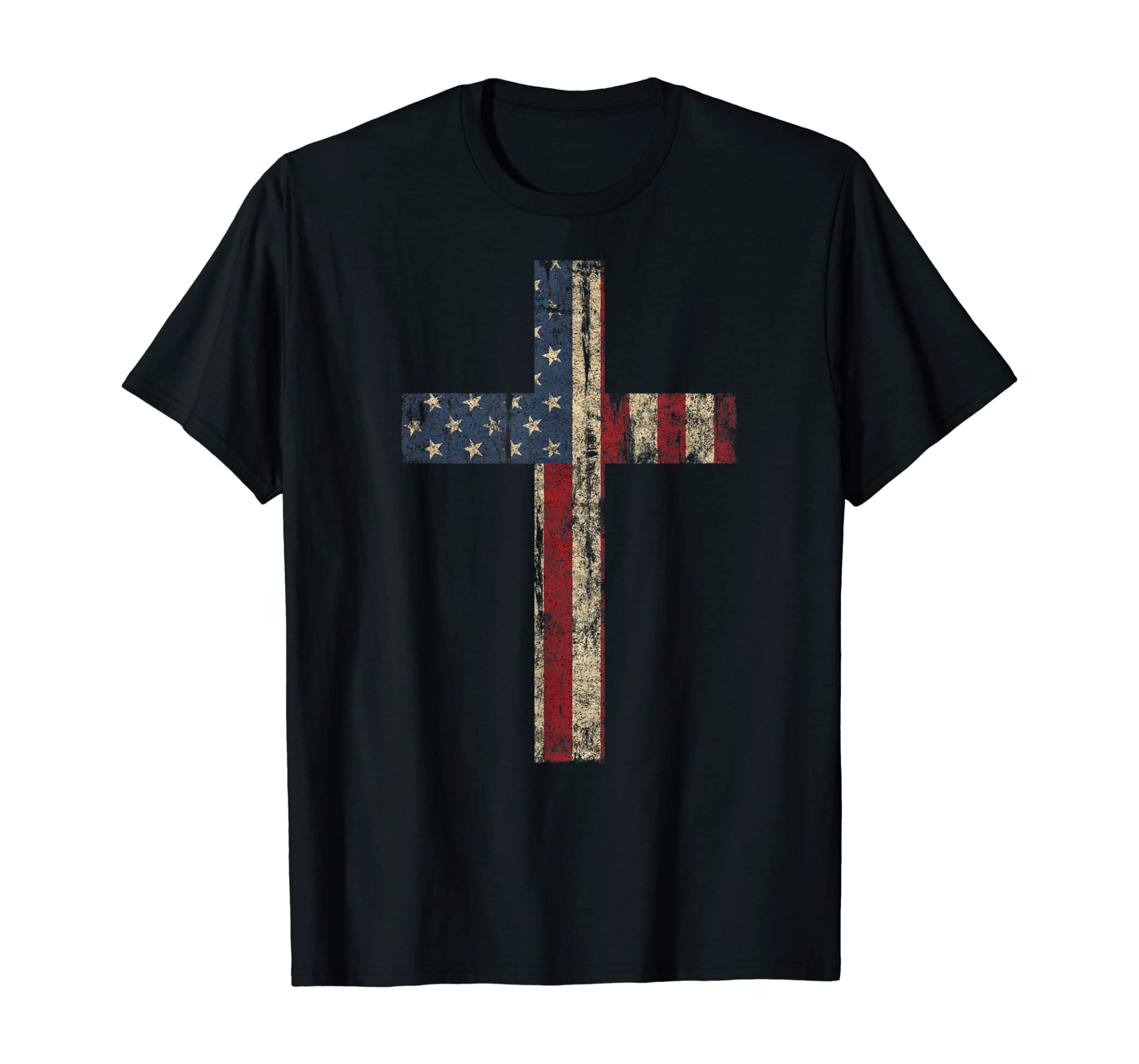 PATRIOTIC CROSS – American Flag Faith US Independence Day T-Shirt