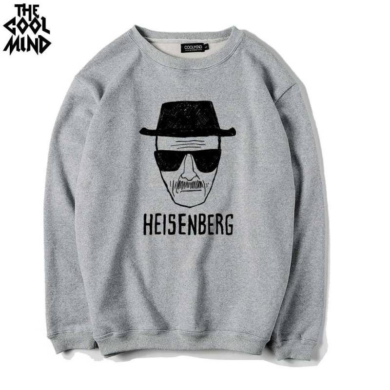 Casual Thick Fleece fabric o-neck warm men sweatshirts cotton blend breaking bad printed men hoodies