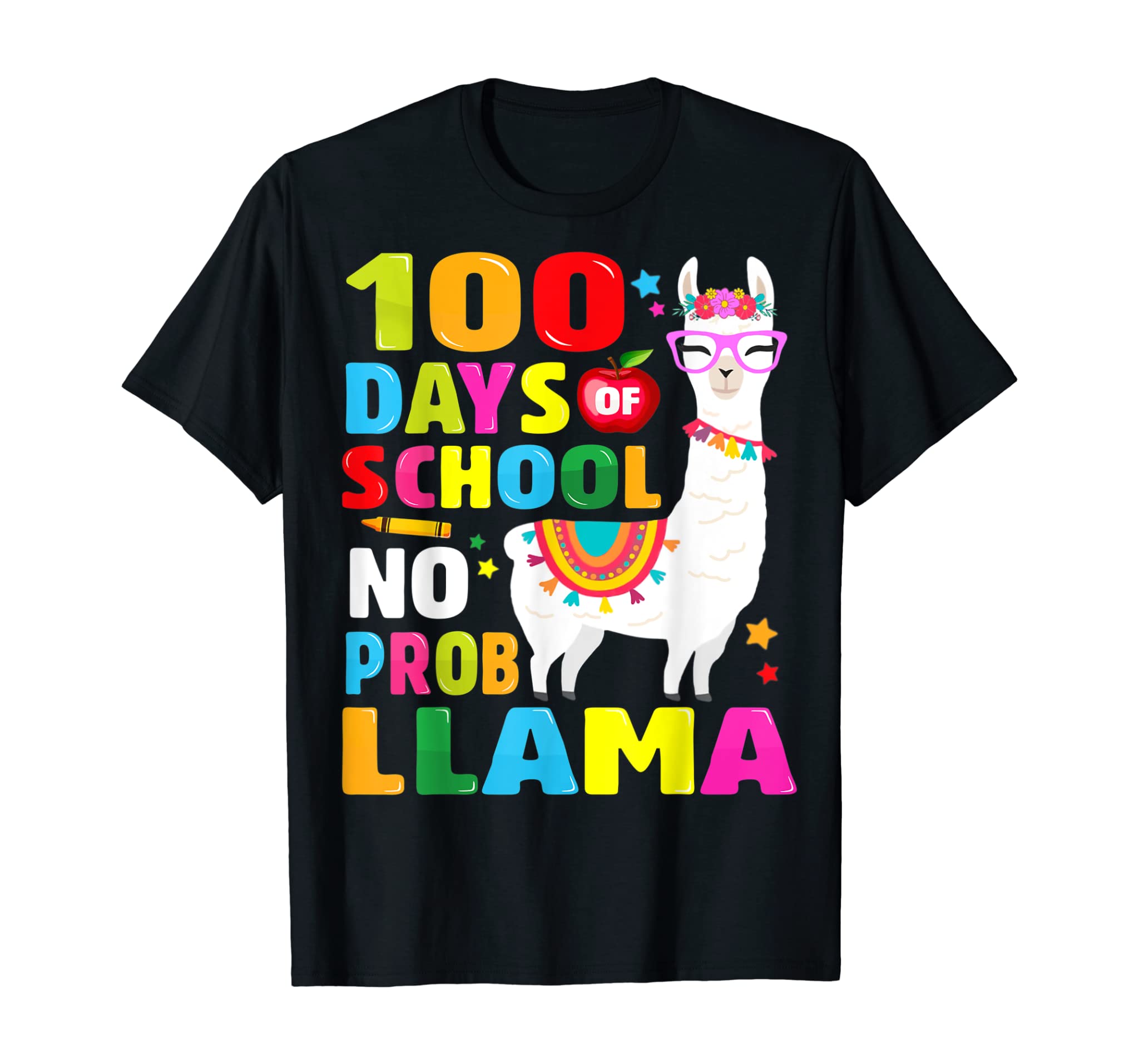 100 Days of School Shirt No Probllama Llama 100th day T-Shirt