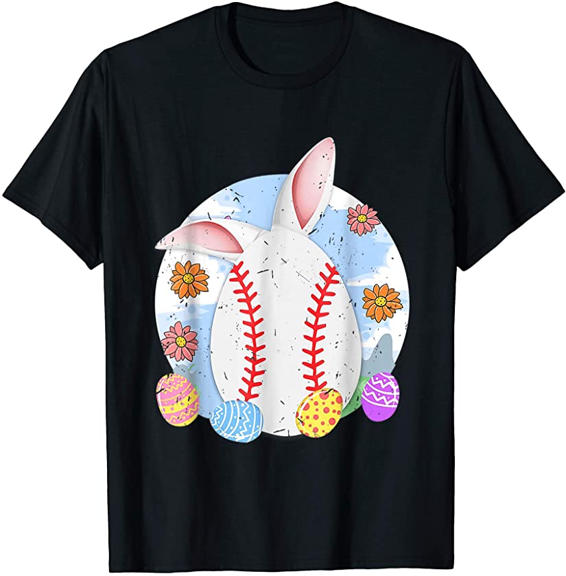 Cute Baseball Easter Egg Bunny Costume Happy Easter Day T-Shirt