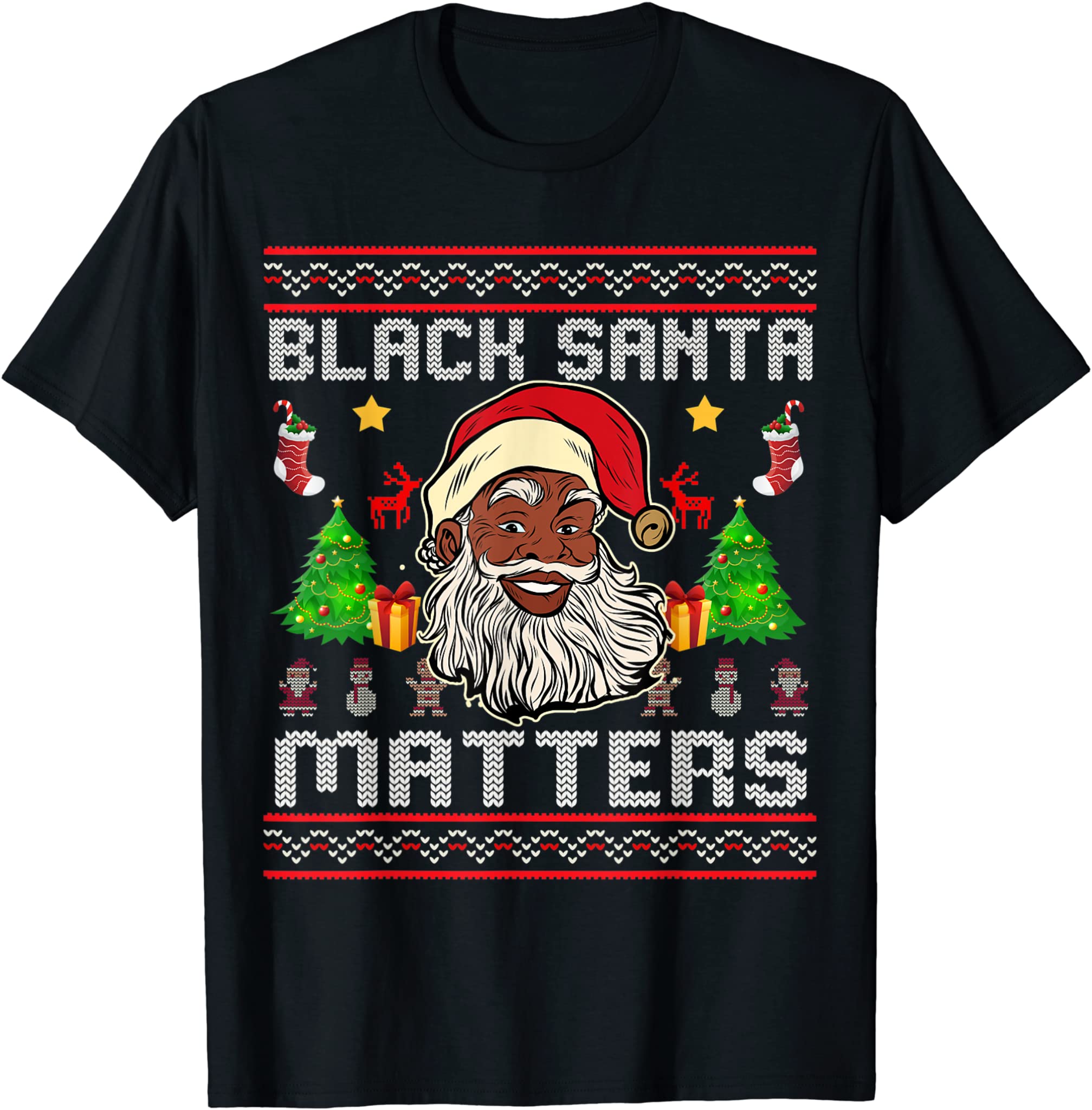 African American Santa Black Matters Christmas Pajama Family T-Shirt