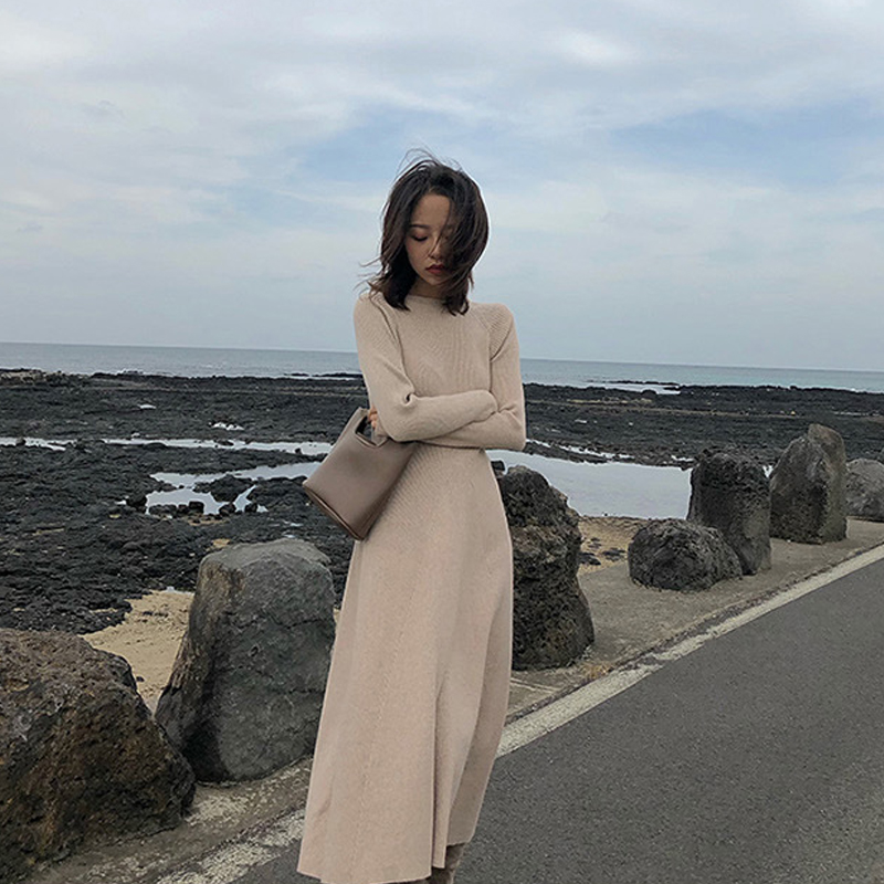 Winter Women Maxi Dress Harajuku Sweater Dresses Women’s Fashion Knit Long Dresses alx