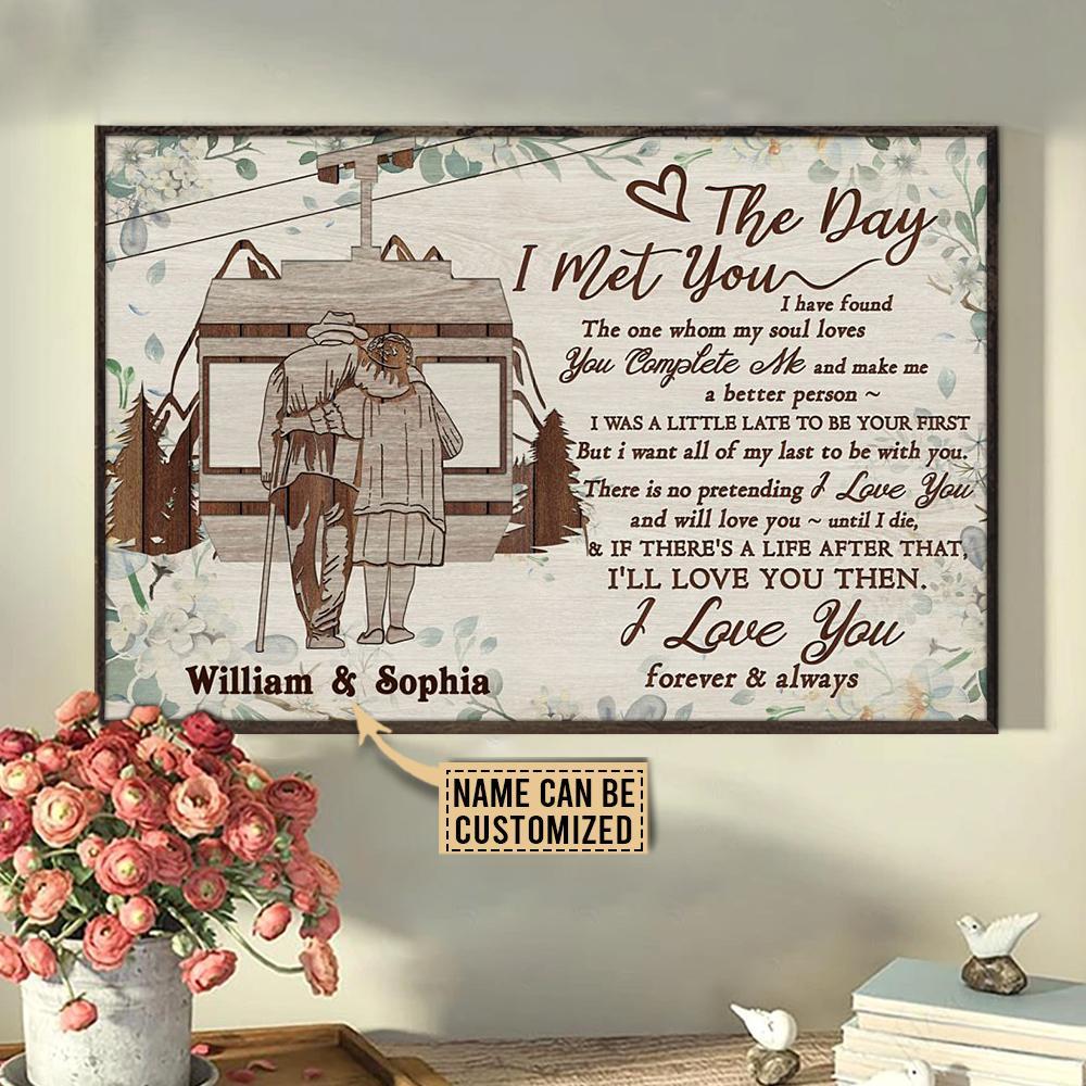 Aeticon Gifts Personalized Skiing Floral The Day I Met Canvas Mom Dad Gift Home Decor