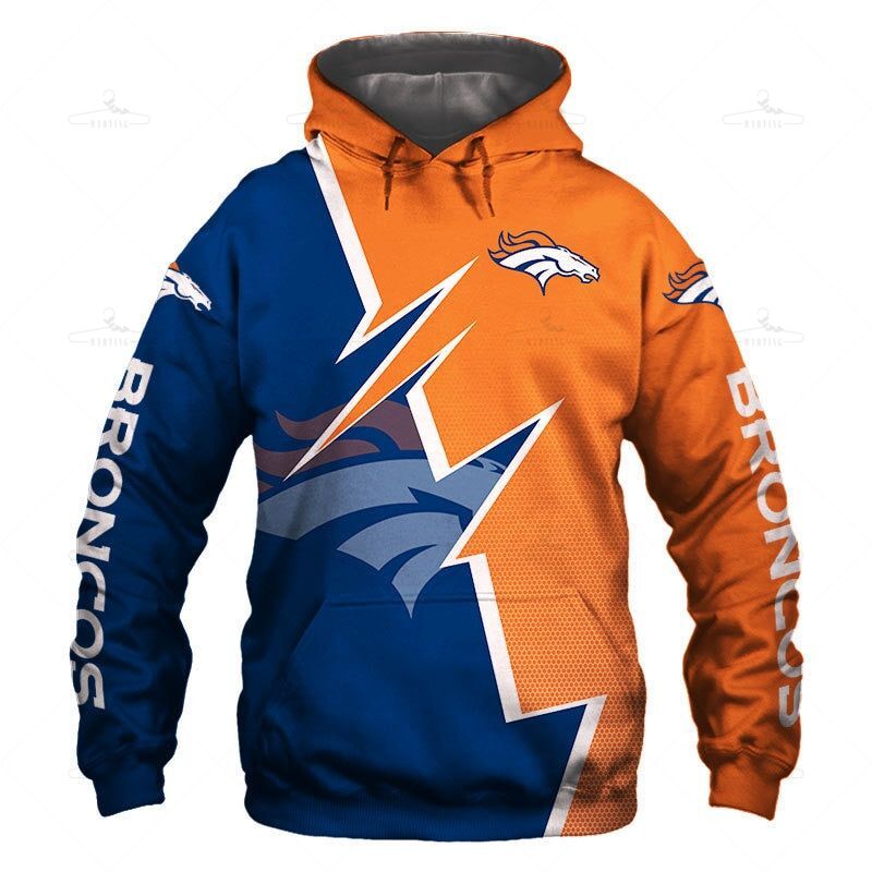 Denver Broncos Hoodie Zigzag Graphic Sweatshirt Gift S