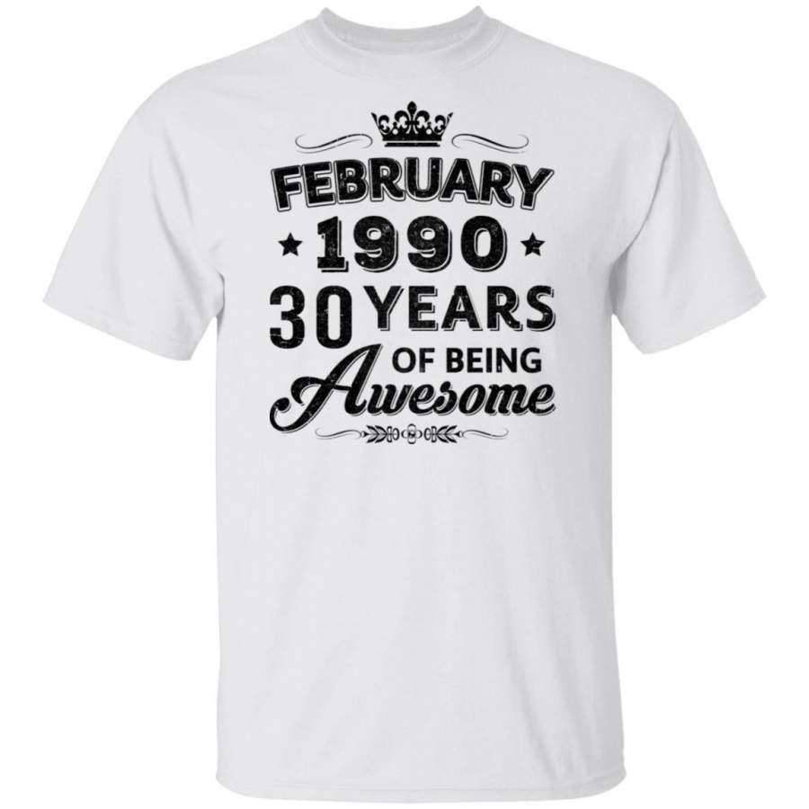 Vintage 1990 February 30Th Birthday Gift Being Awesome T-shirt