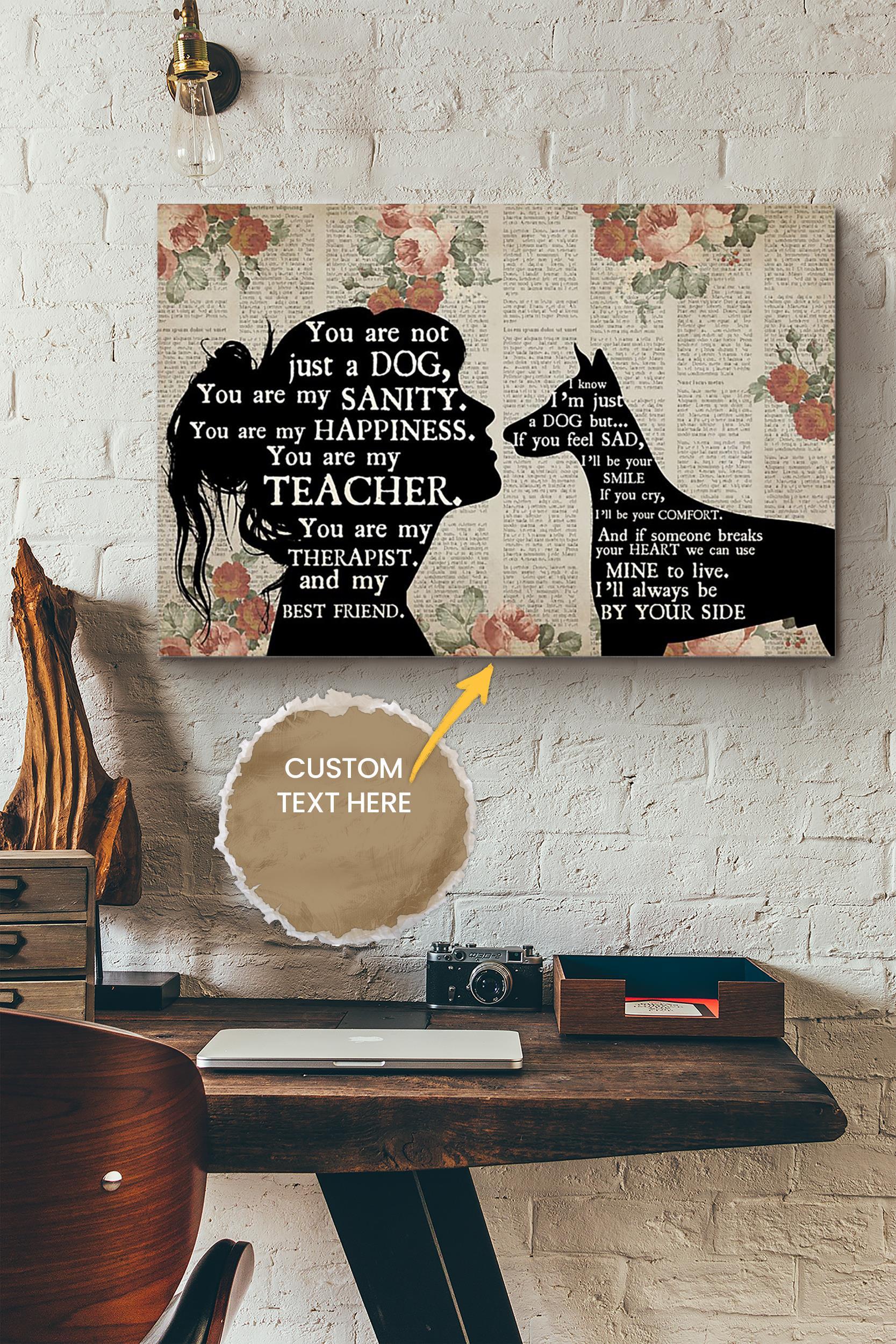 Doberman Pinscher Girl Therapist Best Friend Personalized Poster – Animal Wall Art – Gift For Dog Lover Dog Foster Puppy Fan Wrapped Canvas