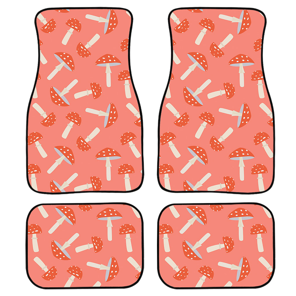 Cute Mushroom Pattern Print Front And Back Car Floor Mats, Front Car Mat