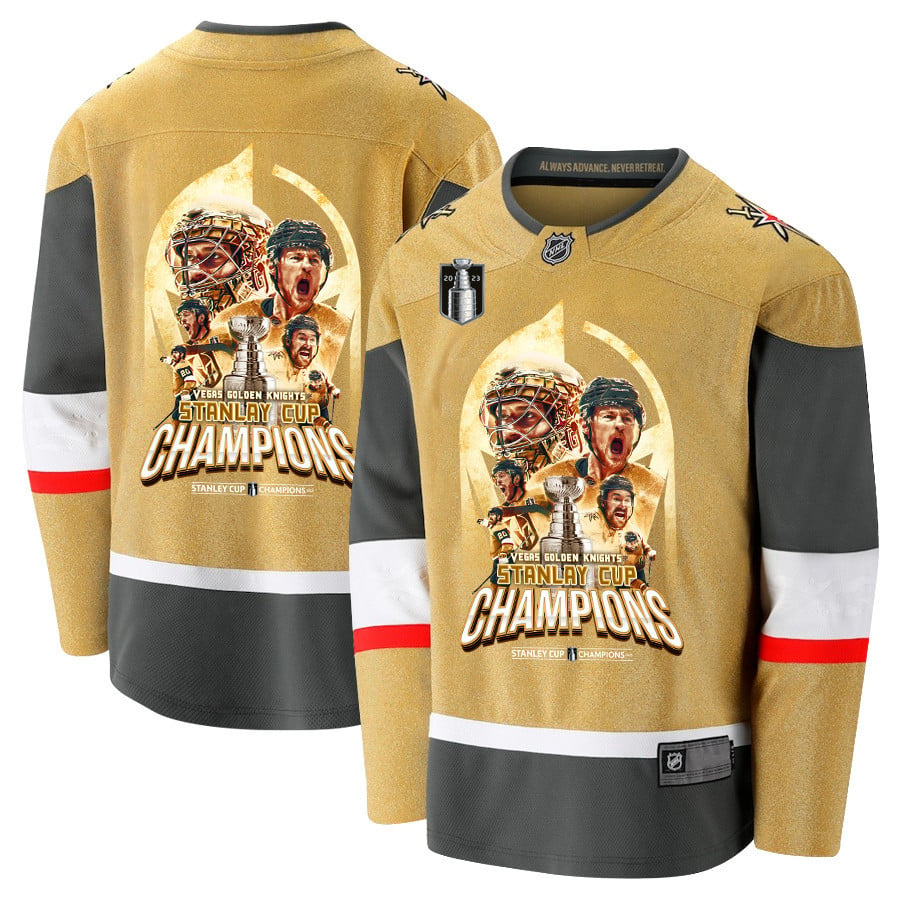 Vegas Golden Knights Unleashing Greatness 2023 Champions Stanley Cup Men Jersey – Gold