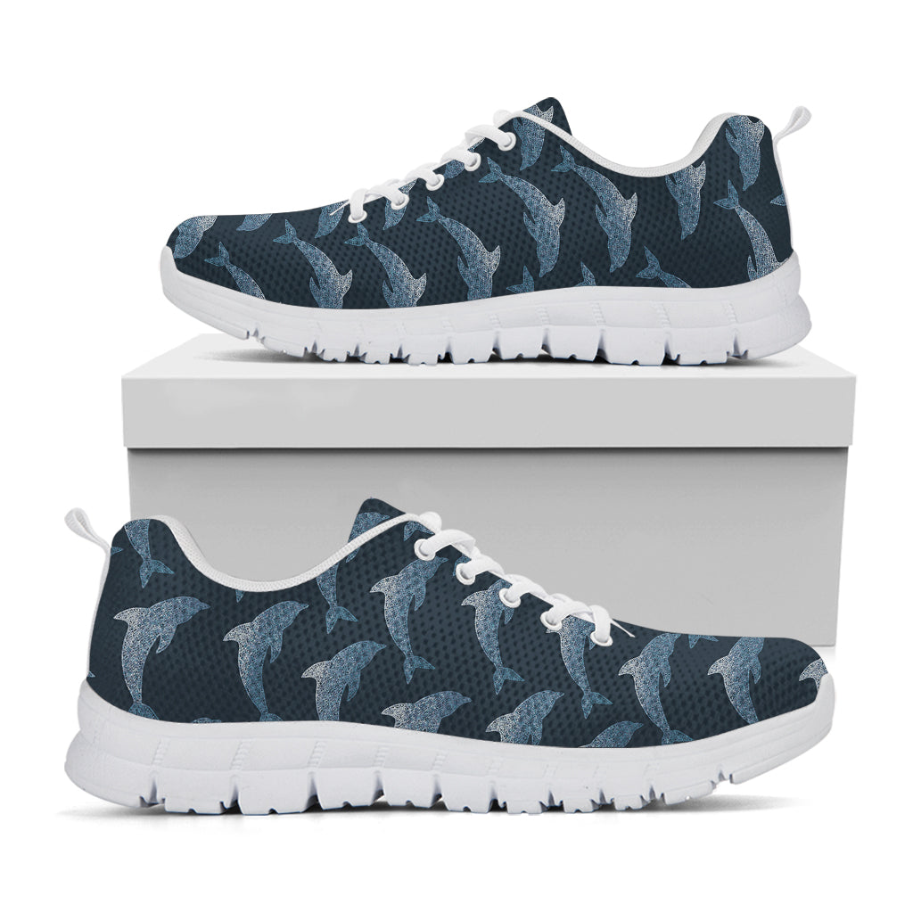 Dolphin Dot Pattern Print White Sneakers