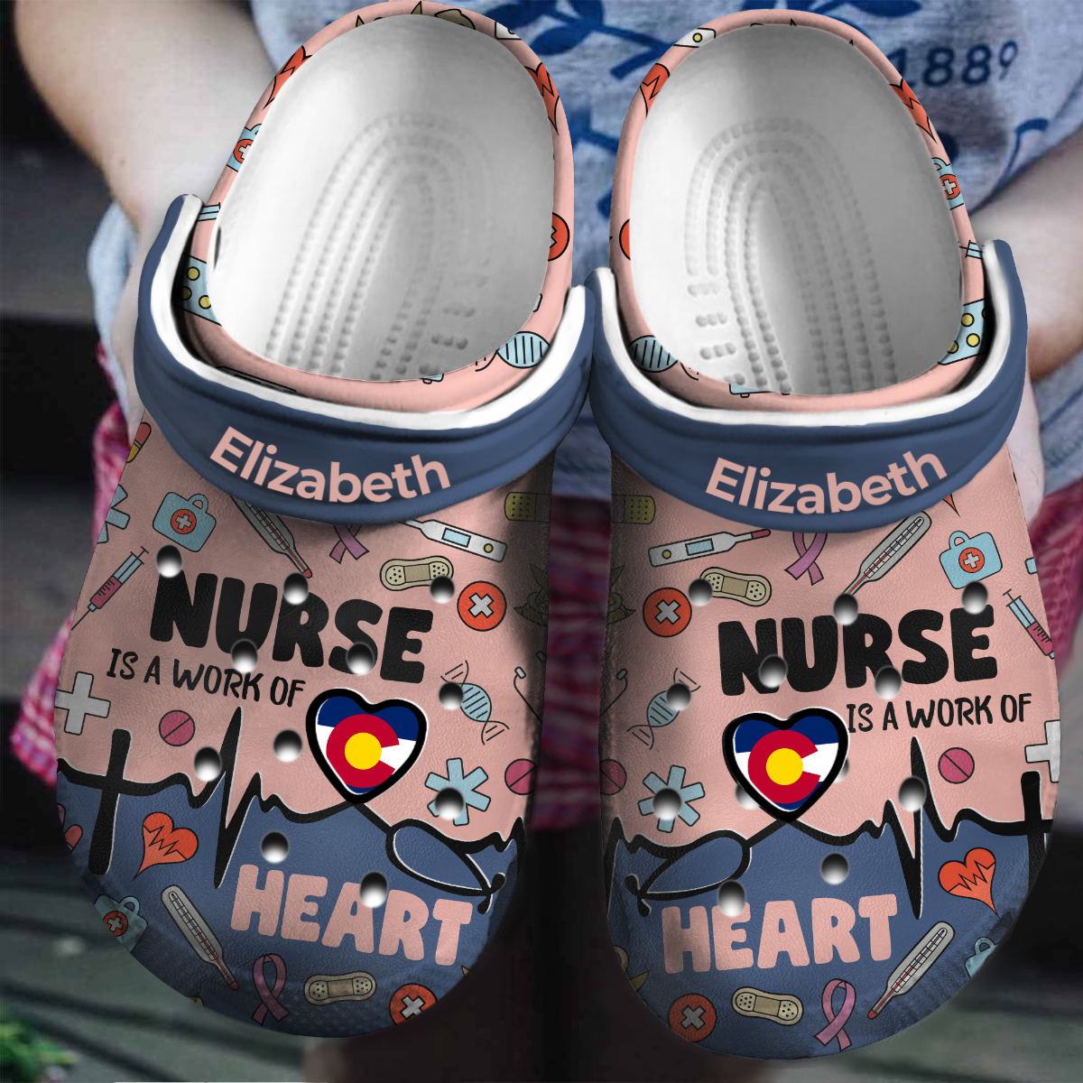Nurse Is A Work Of Heart Personalized Clogs Shoes With Your Name ...