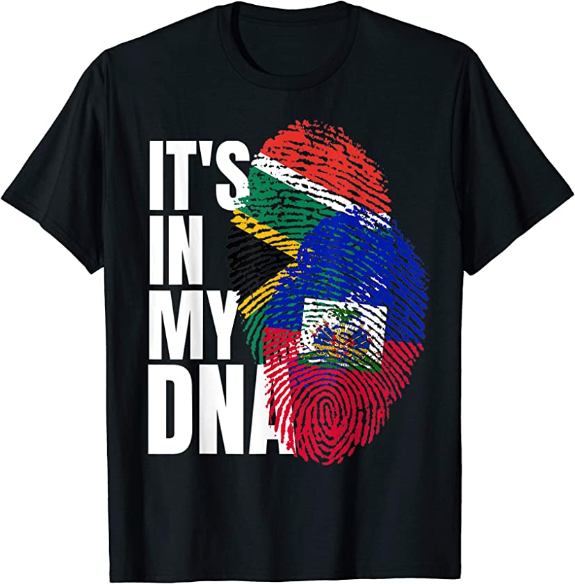 South African And Haitian DNA Mix Heritage Flag Gift T-Shirt