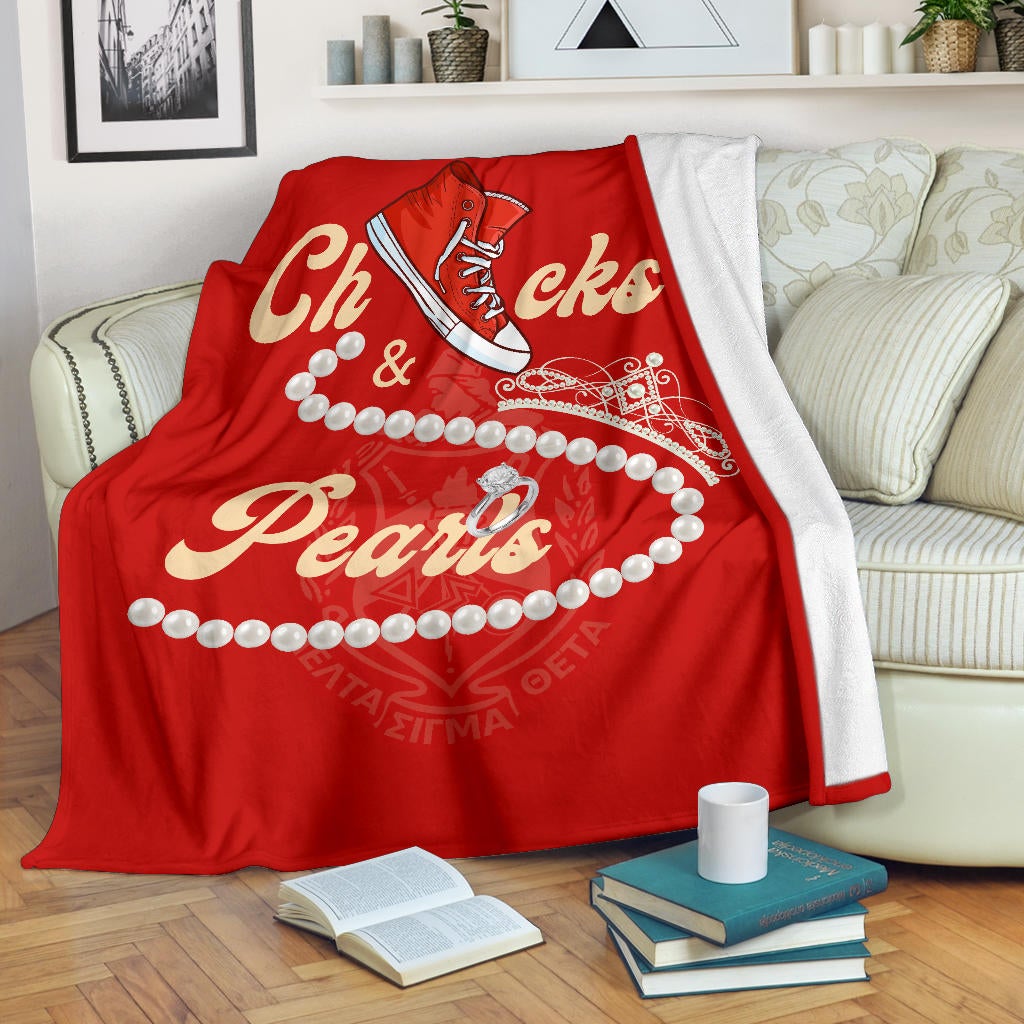 Wonderprint Blanket Delta Sigma Theta Chucks And Pearls Blanket K.H Pearls Lt10