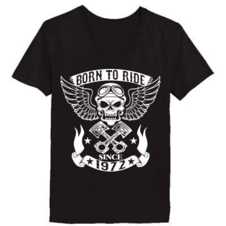 AGR Born To Ride Since 1972 – Ladies’ V-Neck T-Shirt