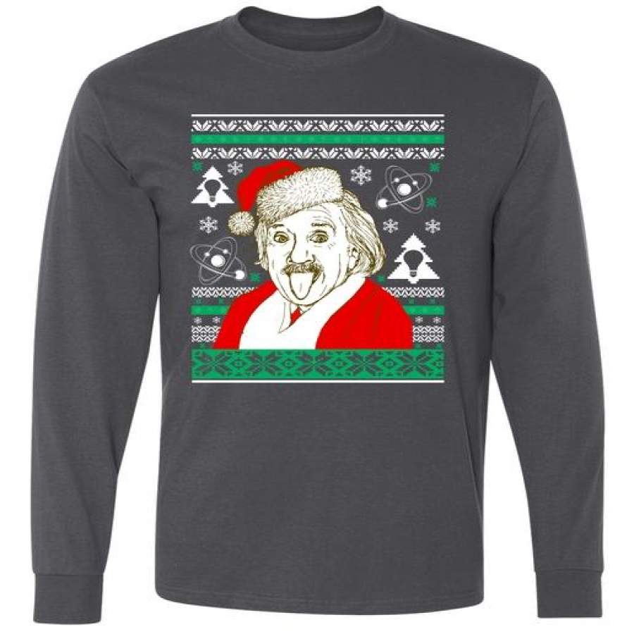 Albert Einstein Ugly Christmas Sweater Long Sleeve T-Shirt