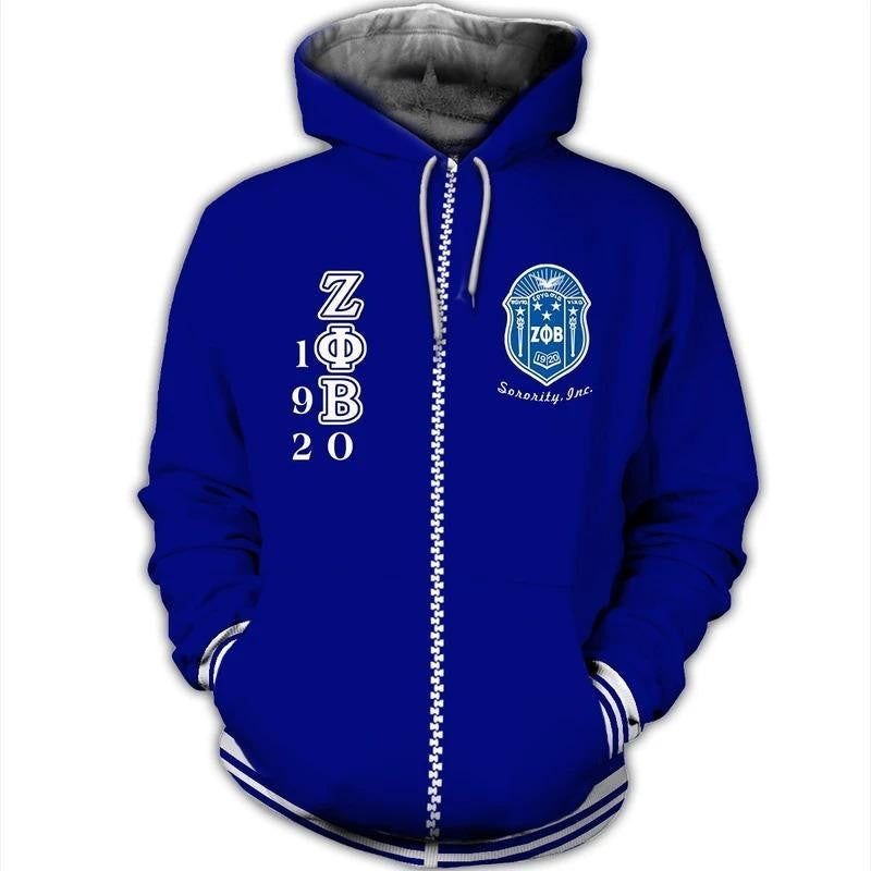 Sorority Hoodie – Shield Of Zeta Phi Beta Flowers Zip Hoodie