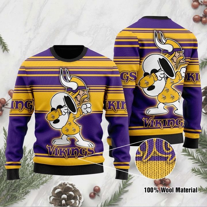 Minnesota Vikings Snoopy Gift For Fan Ugly Wool Sweater Christmas