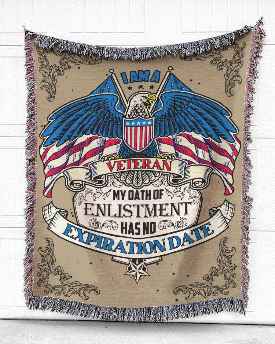 Woven Throw For Soldier Veteran’S Day Gift, No Expiration Date Of Enlistment Oath, Cotton Blanket