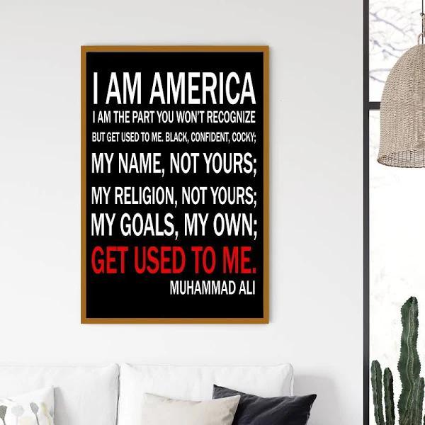 I Am America Poster, Black Pride Canvas, Black Lives Matter Wall Art, Black Lives Matter Canvas, Black Strong Home Decor, Black Family Gifts