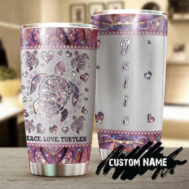 Beautiful Turtle Pink Diamond Jewelry Style Personalized Tumbler-Turtle Present-Unique Tumbler-Birthday Christmas Gift For Turtle Lover