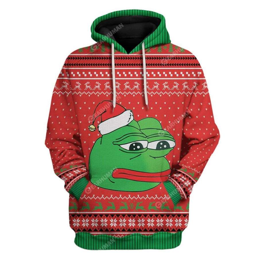 Ugly Christmas Pepe The Frog Custom Tshirt Hoodies Apparel