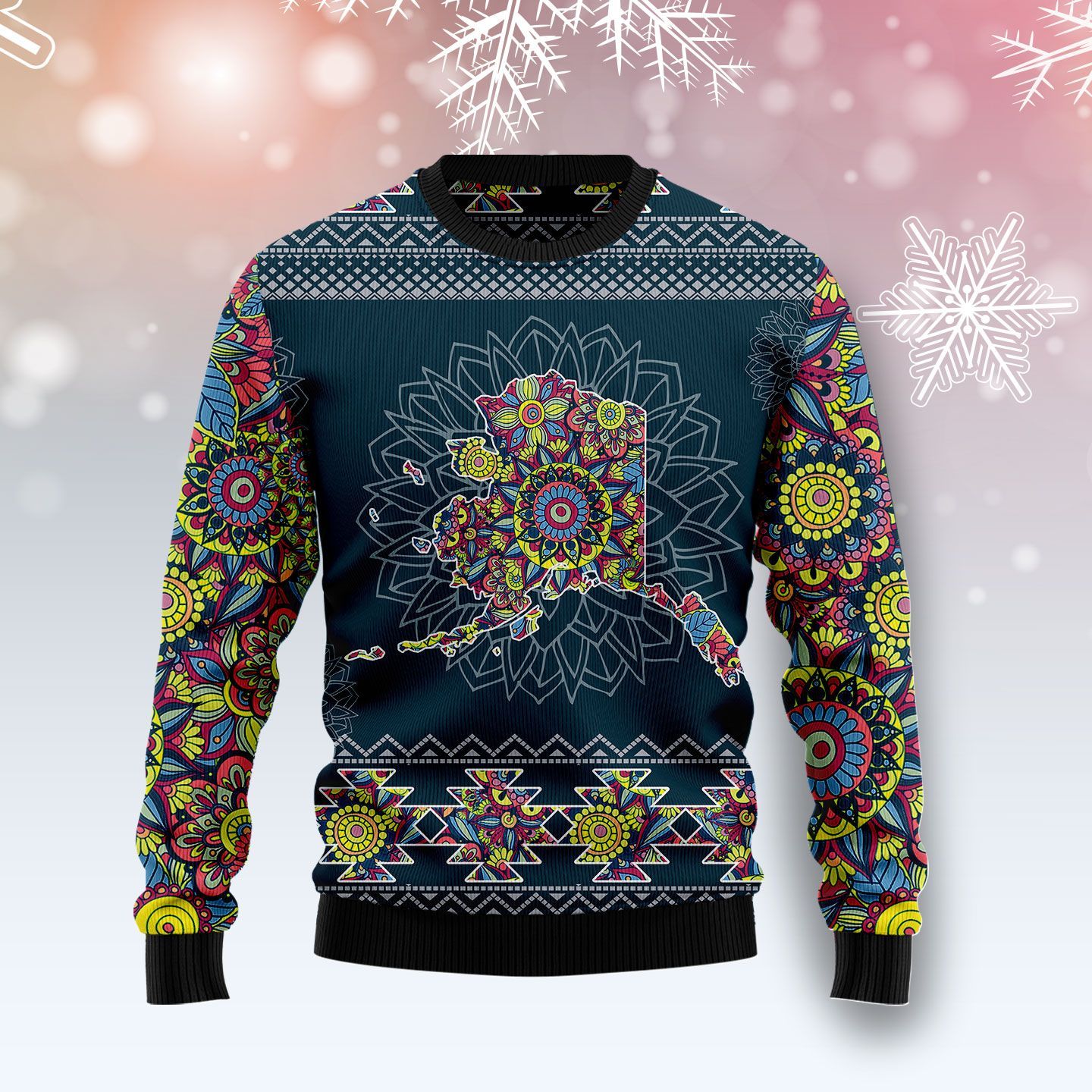 Alaska Blue Mandala Ugly Christmas Sweater | For Men & Women | Adult | Us5250