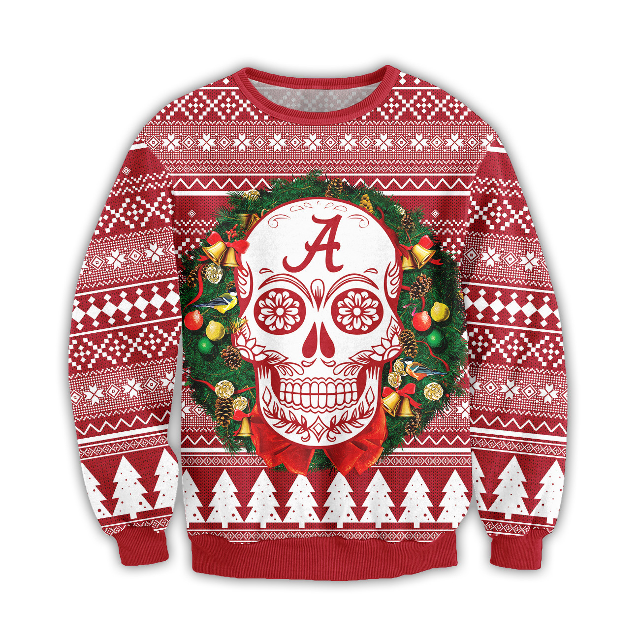 Alabama Crimson Tide Skull Flower Ugly Christmas Sweater