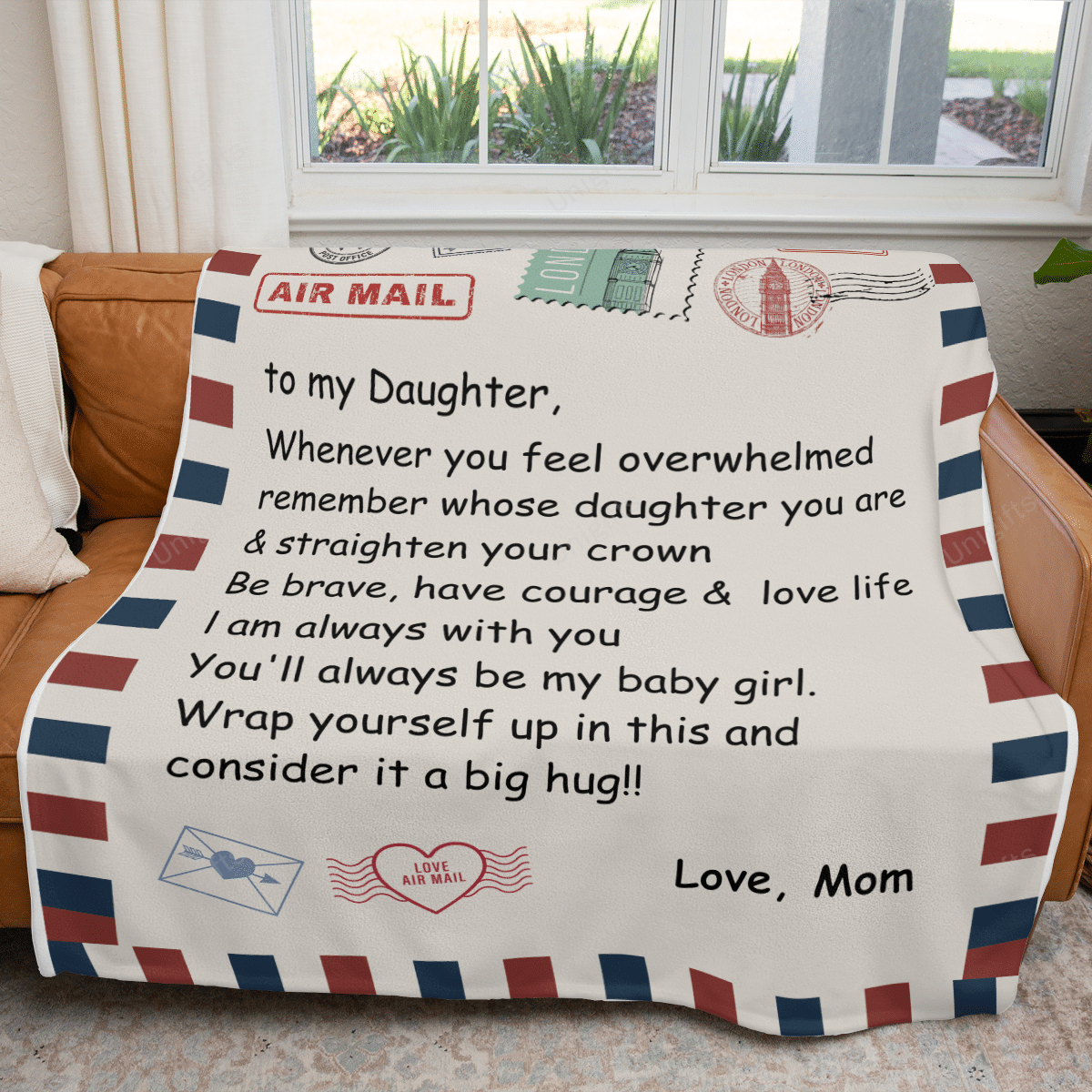 To My Daughter From Mom Air Mail I Am Always With You Fleece Blanket Gift For Daughter From Mom Home Decor Bedding Couch Sofa Soft And Comfy Cozy