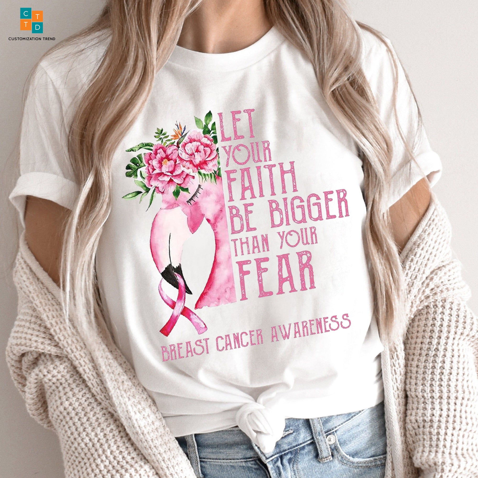 Let Your Faith Be Bigger Than Your Fear Breast Cancer Awareness Hoodie, Shirt