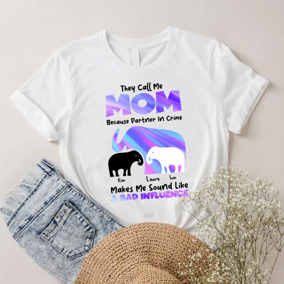 Personalized Elephant Tee Shirts – Mother Gift – They Call Me Mom Shirt