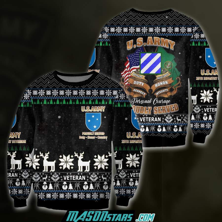 3D ALL OVER PRINT 23RD ARMY VETERAN UGLY SWEATER