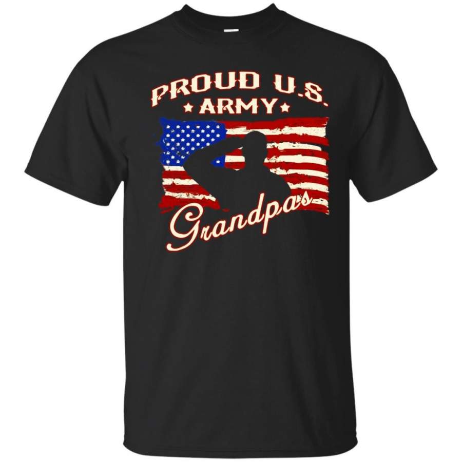Proud U.S Army Grandpas Veteran And America Flag T-shirt