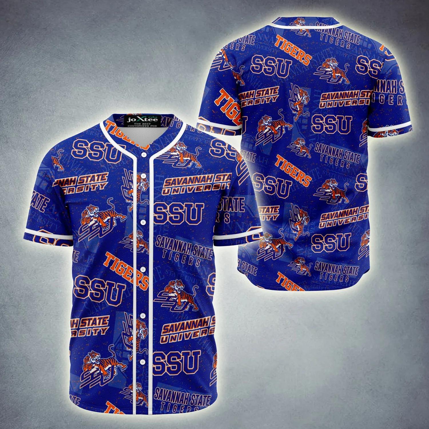 Baseball Jersey Savannah State University Tigers Blue-Za1090