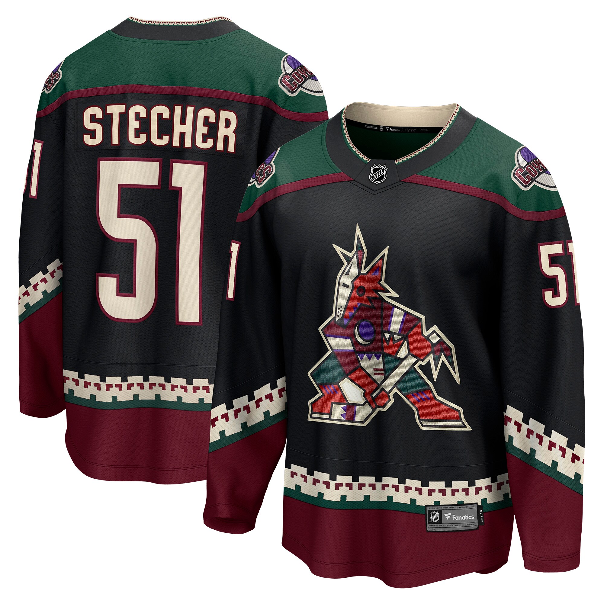 Men's Arizona Coyotes Troy Stecher Black Home Breakaway Player Jersey