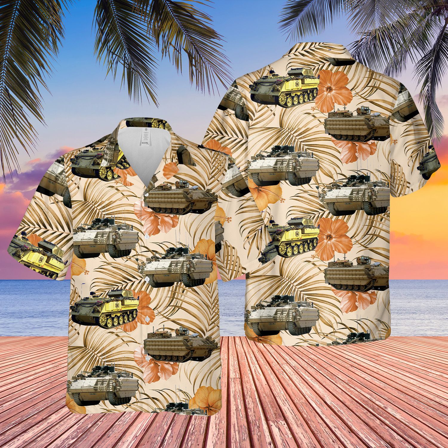 British Army Bulldog Combat Vehicle Hawaii Shirt Shorts Ha98409