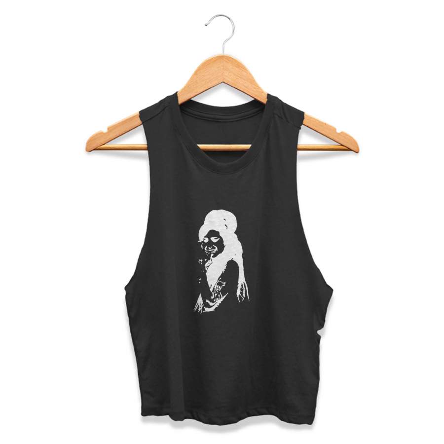 De Amy Winehouse Gift For Him Pop Star Icon Vintage Style Stencil CPY Womans Crop Tanktop Tee