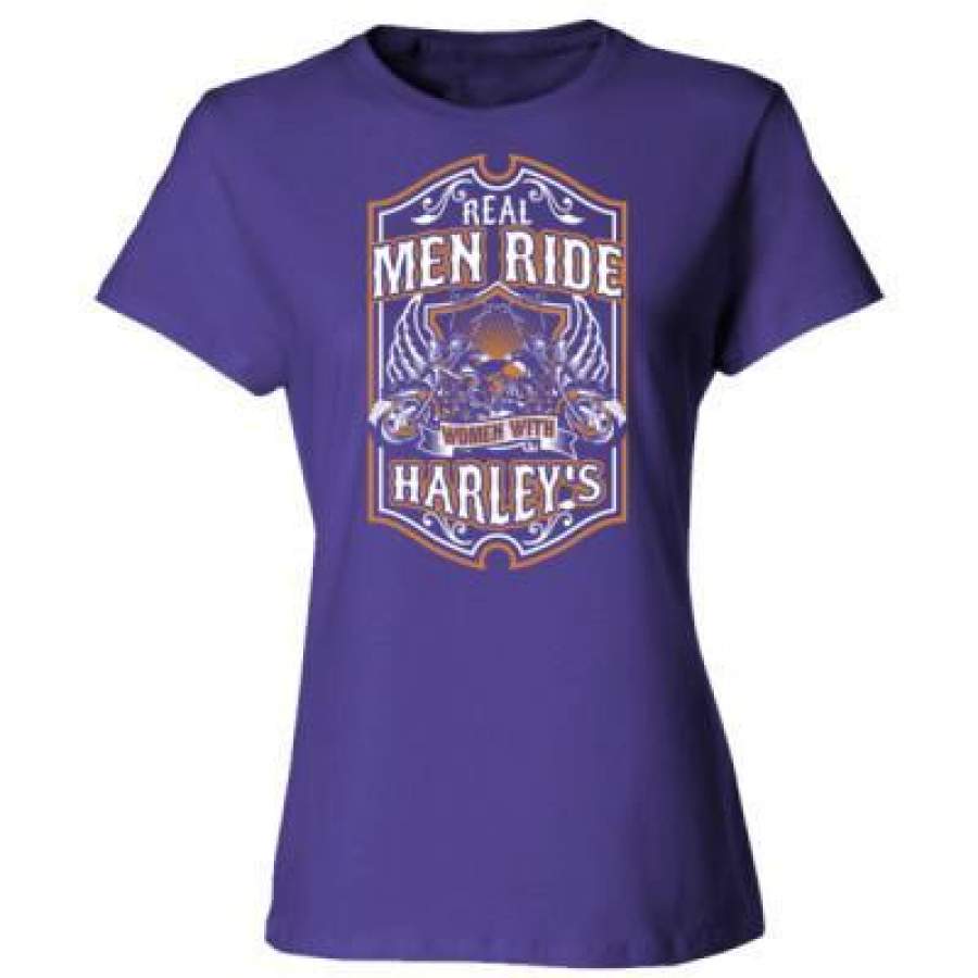AGR Real Men Ride Women With Harleys – Ladies’ Cotton T-Shirt