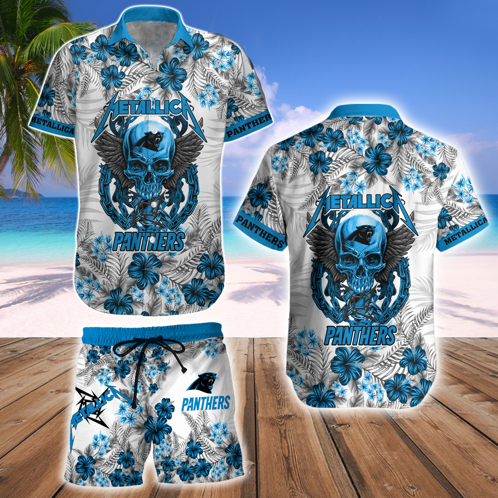 Carolina Panthers Hawaii Shirt & Shorts Bg329