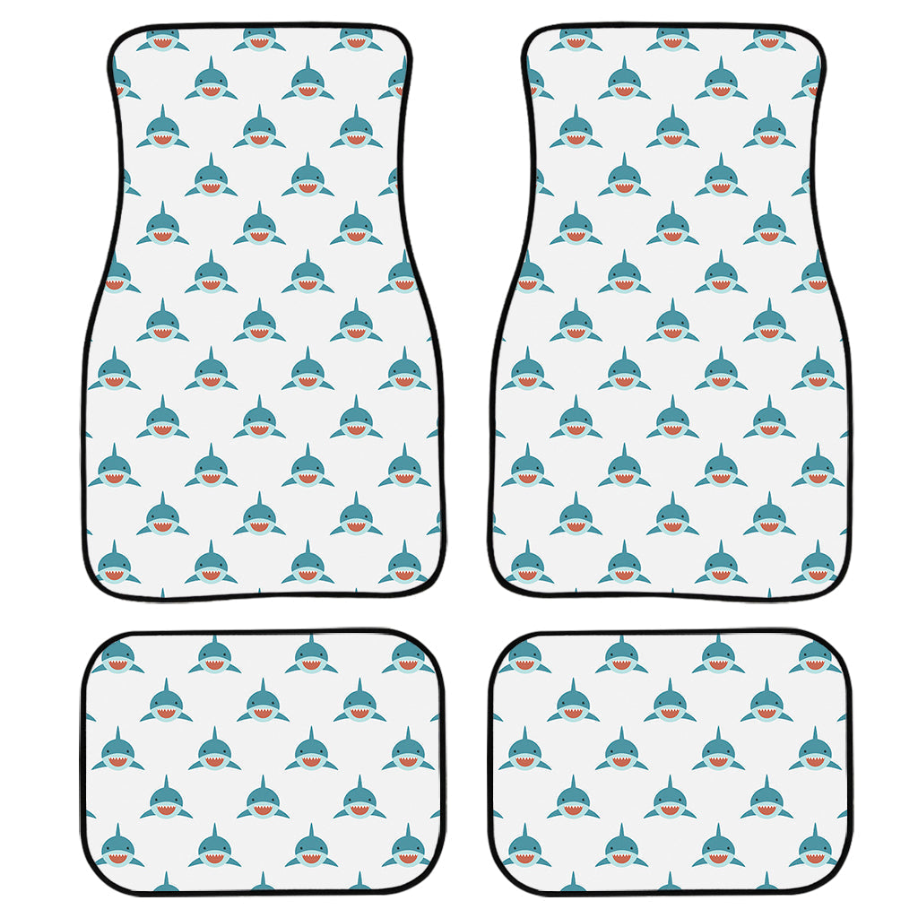 Smiley Shark Pattern Print Front And Back Car Floor Mats, Front Car Mat