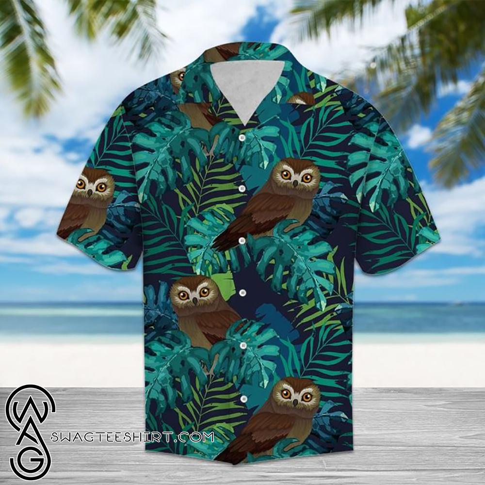 Beach Shirt Tropical Owl Hawaii Unisex Print Aloha Short Sleeve Casual Ha98032