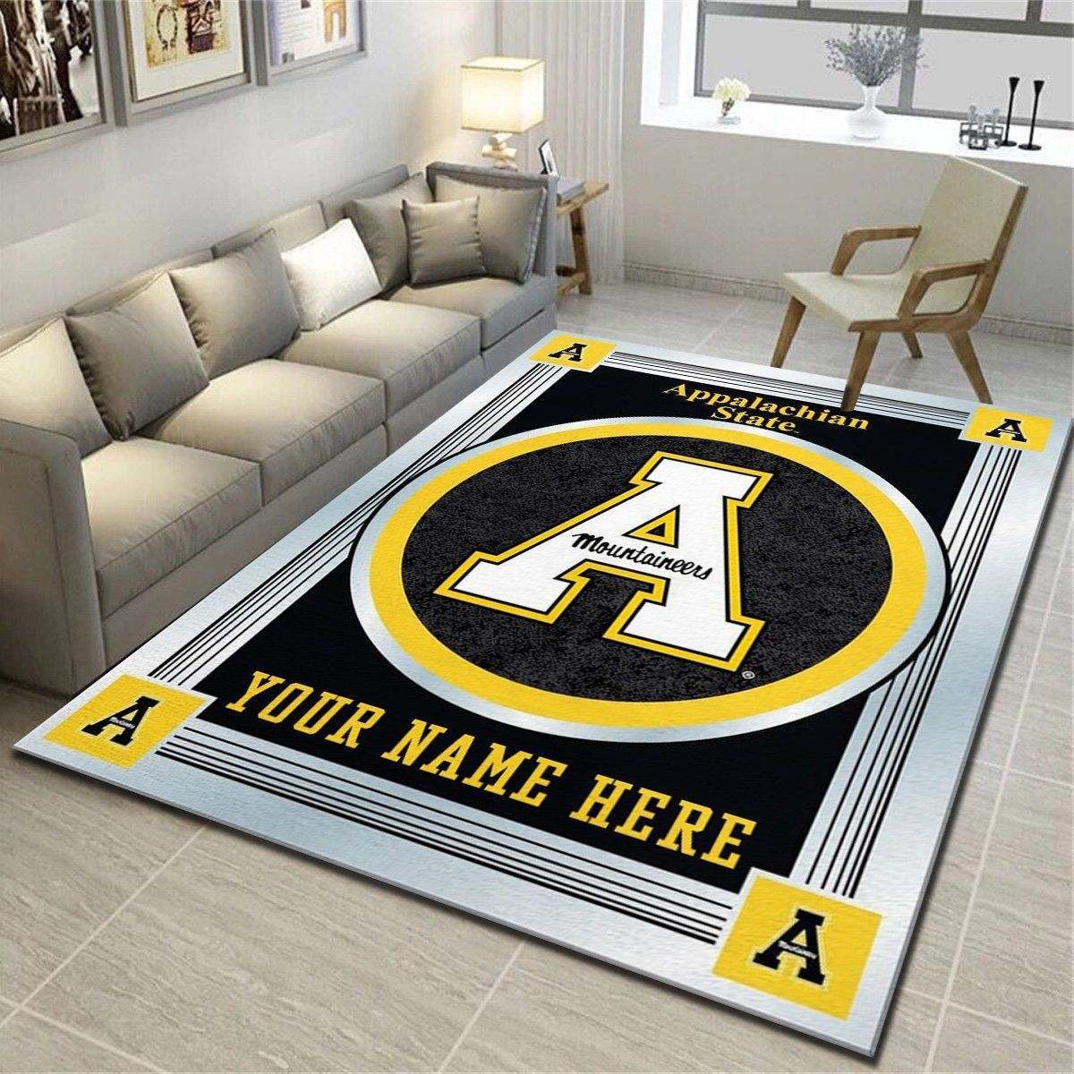 Appalachian State Mountaineers Personalized Rug, Team Living Room Bedroom Carpet, Customized Floor Mat