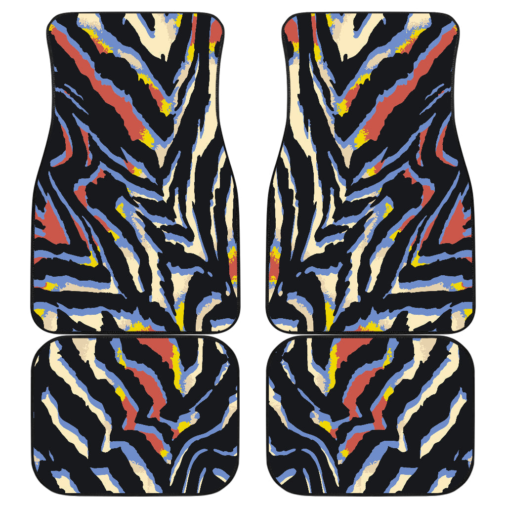 Abstract Zebra Pattern Print Front And Back Car Floor Mats, Front Car Mat